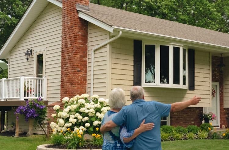 couple looking at a house